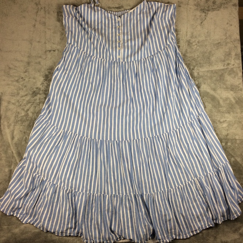 Old Navy Tiered Sundress 3X Blue White Stripes Adjustable‎ Straps Lined
